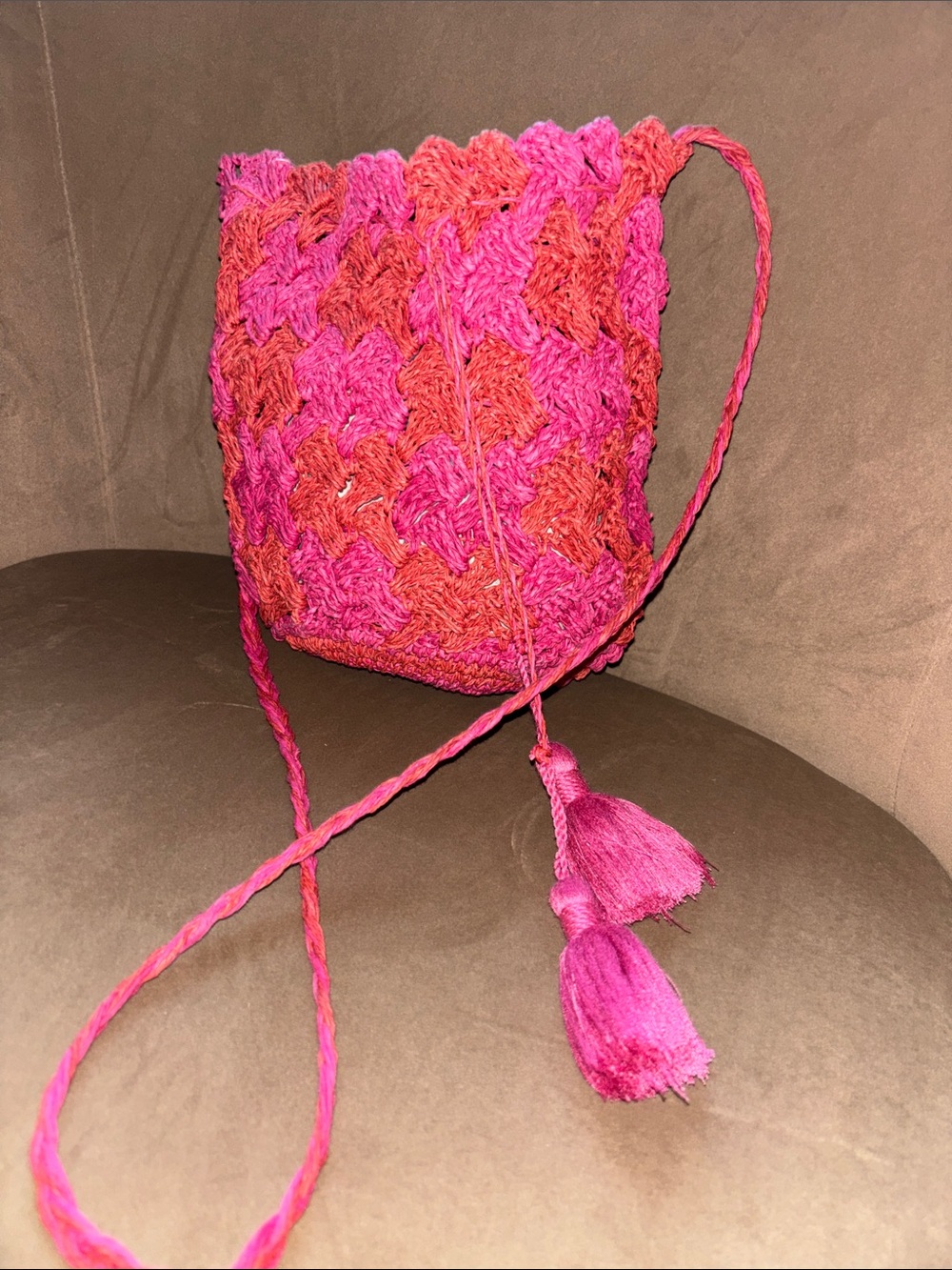 Aeropostale Pink & Magenta Crochet Crossbody Bag